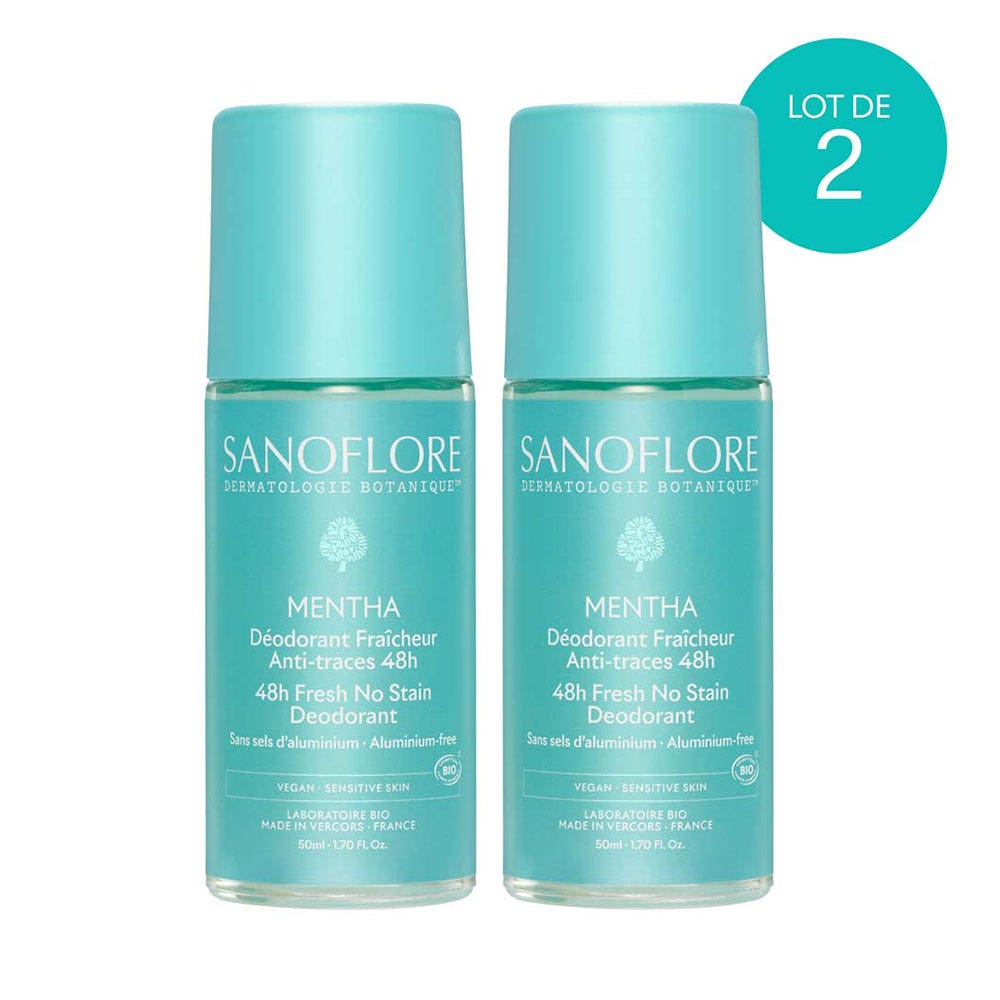 Sanoflore Deodorants 48h Mentha Roll-on DUO femme et homme 2x50ml