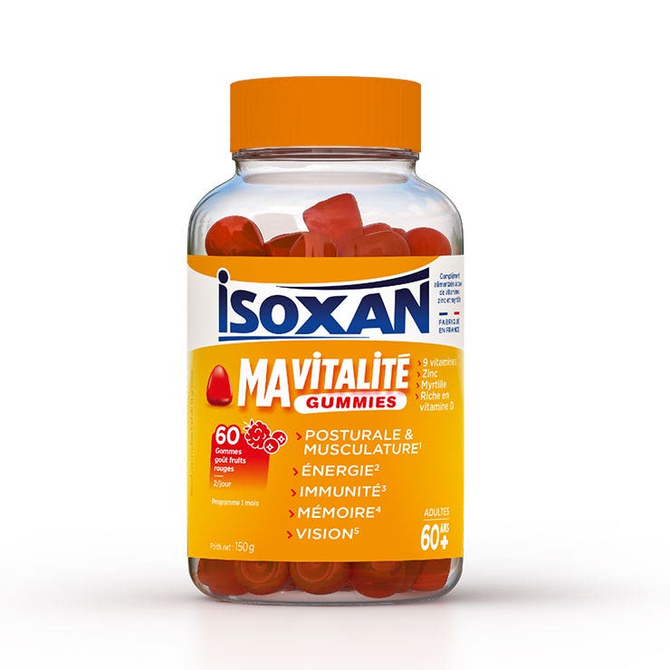 Isoxan My Vitality – Energy, Immunity, Memory & Vision red berry flavour for adults 60 gummies