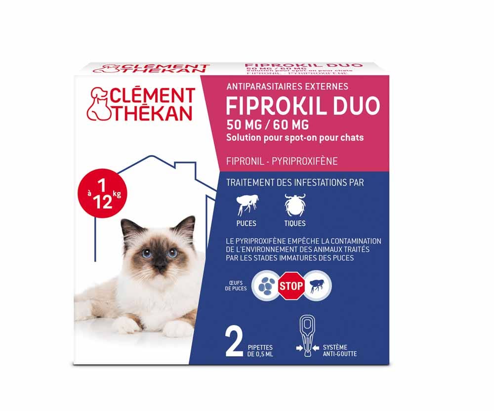 Clement-Thekan Fiprokil Cat Flea &amp; Tick Duo Cats 1-12 kg 2 pipettes