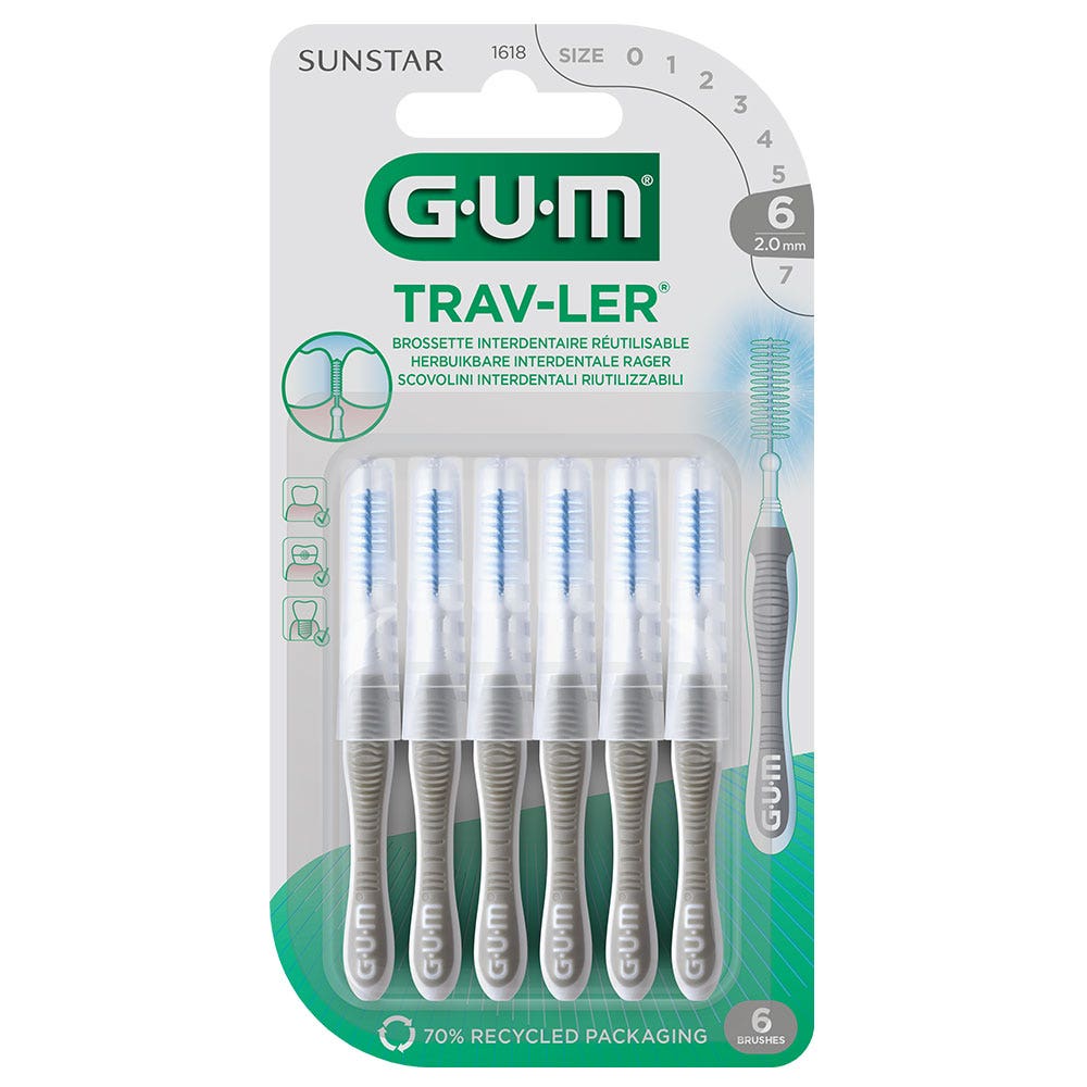 Gum Trav-ler Interdental Brushes 1618 Trav-ler 2mm X4 x6