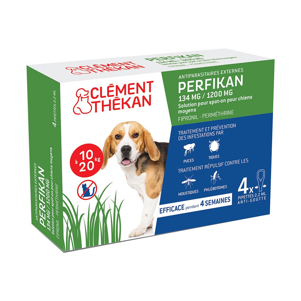 Clement-Thekan Clement Thekan Perfikan Pest Control Spot On Pipettes X 4 10 To Chien 10-20kg 20kg