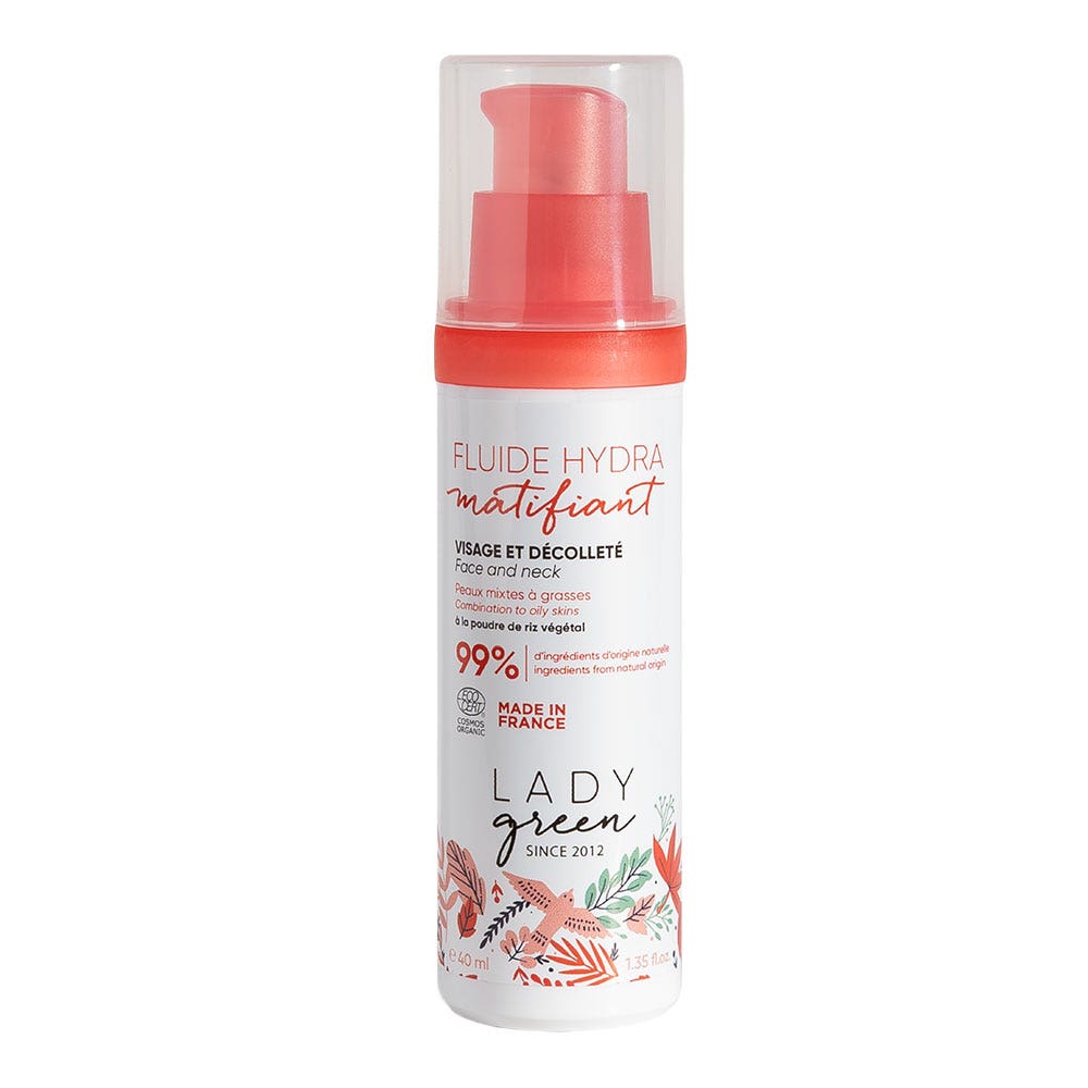 Lady Green Organic mattifying hydrating fluid for face and neck for combination to oily skin 40 ml