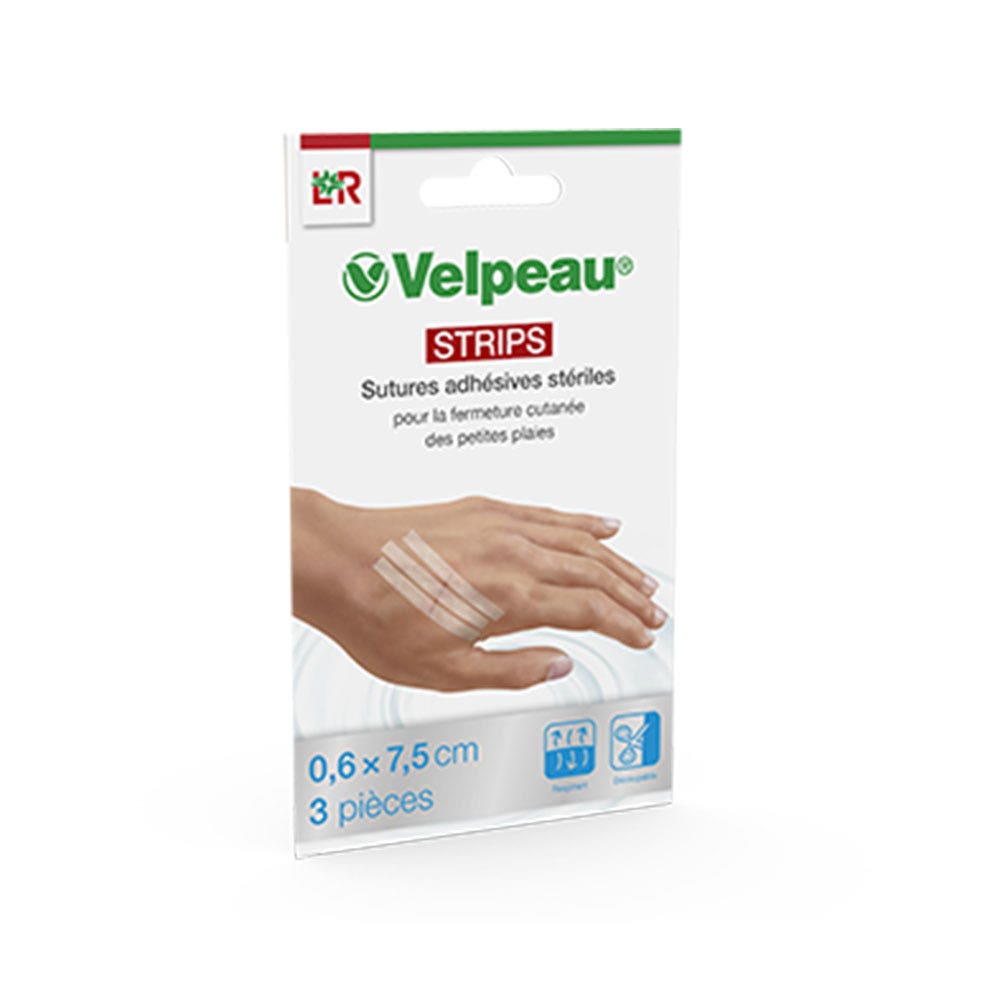 Lohmann Rauscher Velpeau Sterile adhesive suture strips 0,6x7,5cm x3