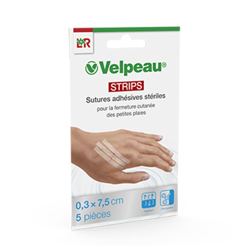 Lohmann Rauscher Velpeau Sterile adhesive suture strips 0,3x7,5cm x5