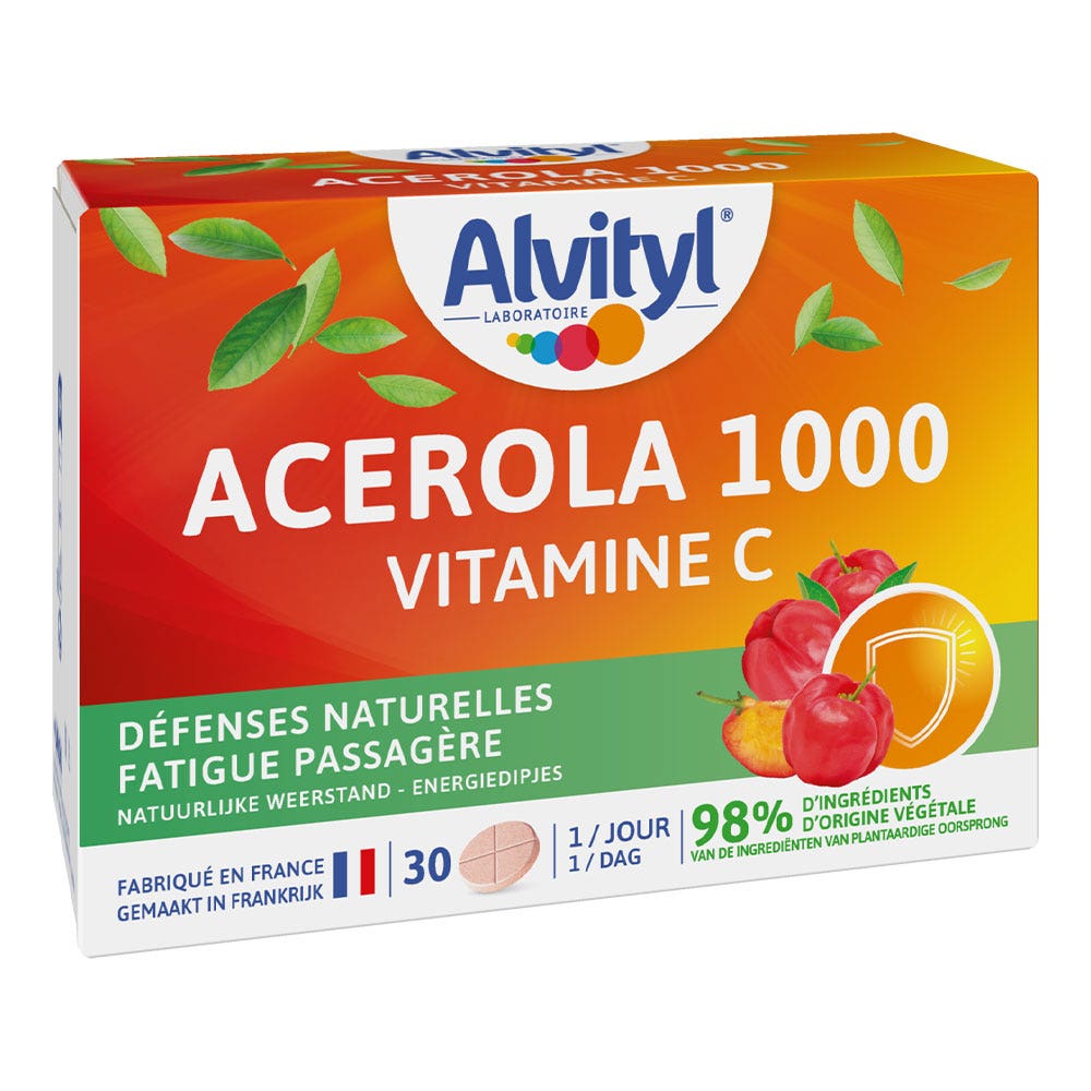 Alvityl Acerola 1000 vitamin C supports immunity 30 Comprimes A Croquer