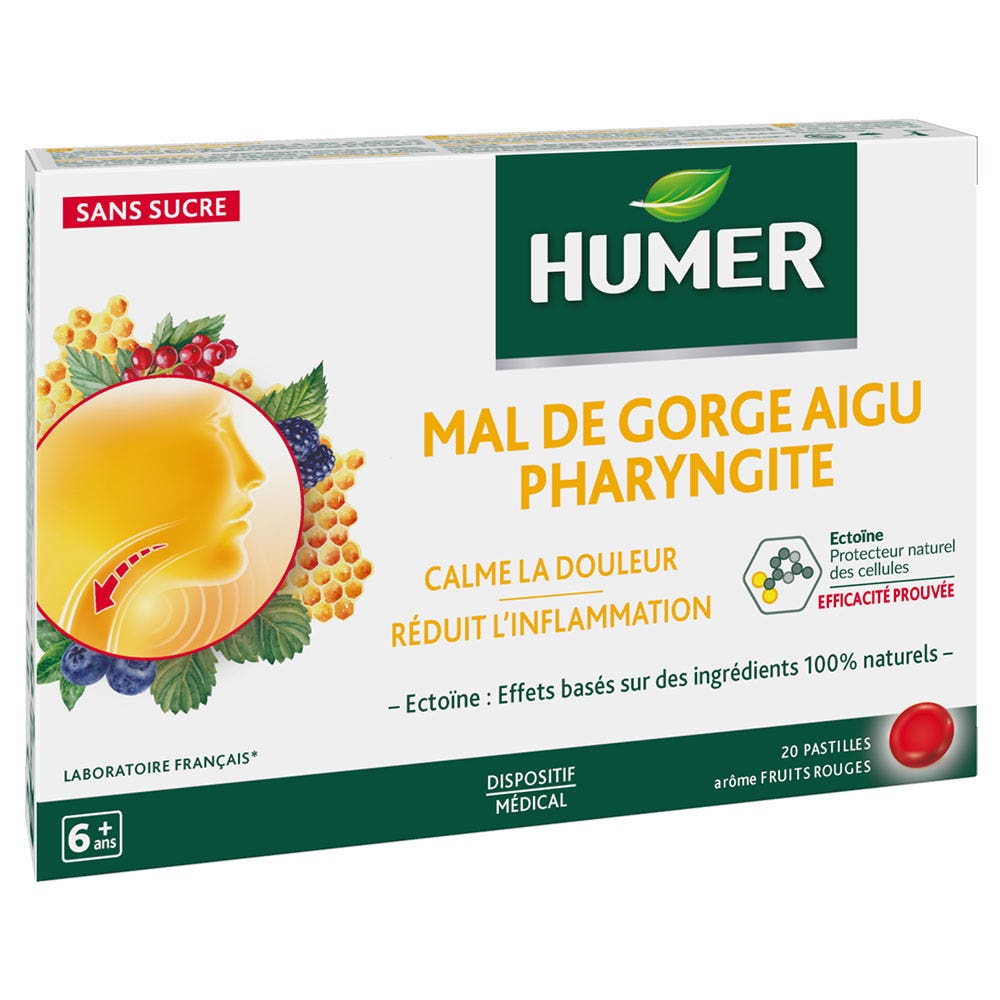 Humer Sore throat relief red berry flavour 20 lozenges