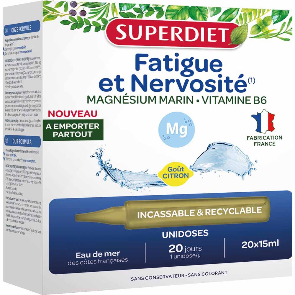 Superdiet Marine Magnesium Vitamin B6 Fatigue and nervousness 20 single-dose 15ml