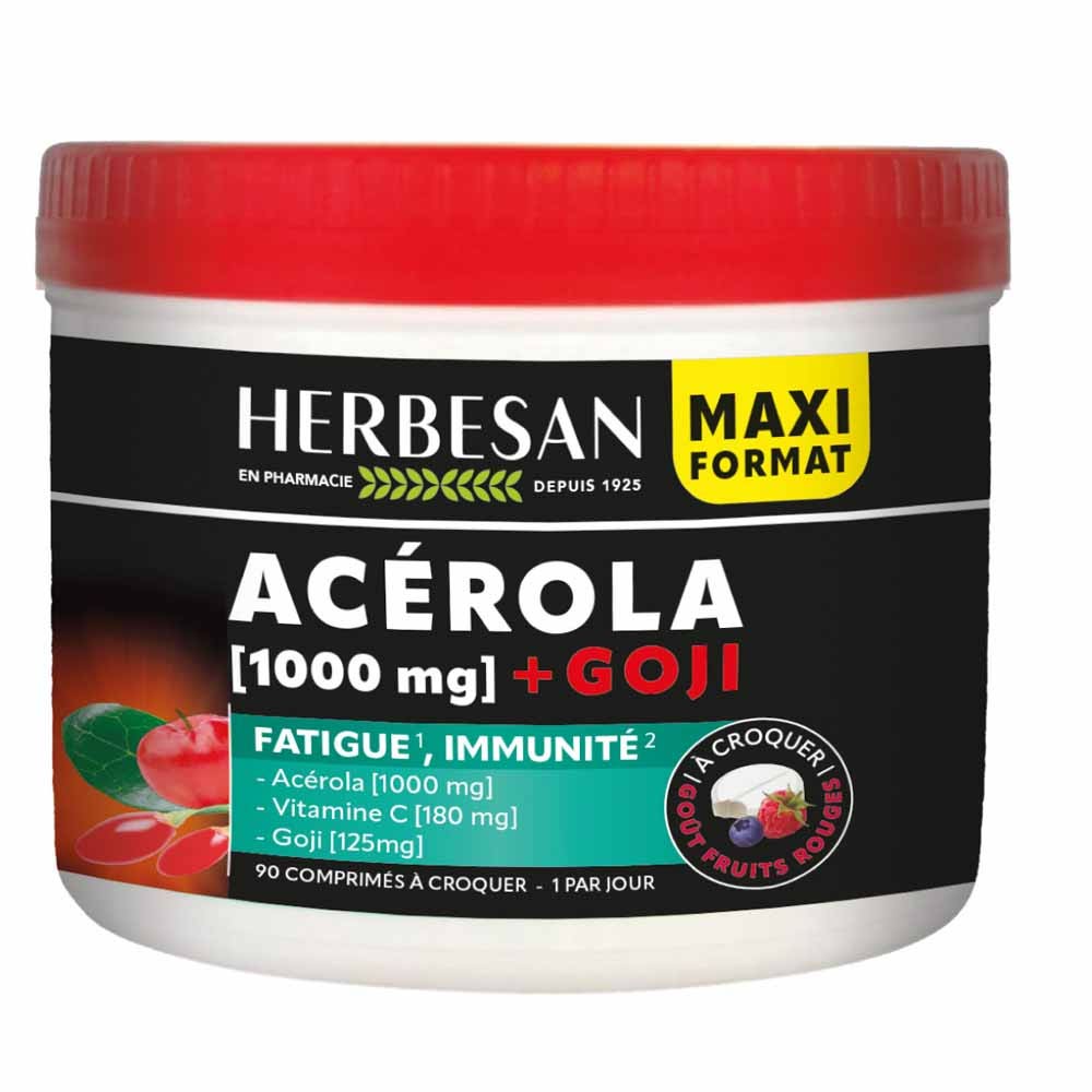 Herbesan Acerola 1000mg Vitamin C 180mg and Goji 125mg 90 chewable tablets