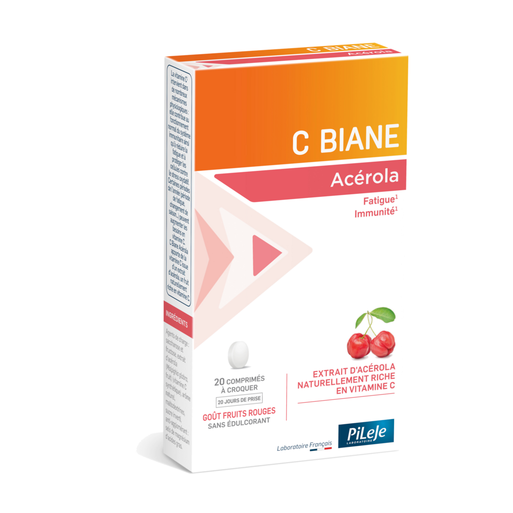 Pileje C Biane Acerola red berry flavour 20 chewable tablets