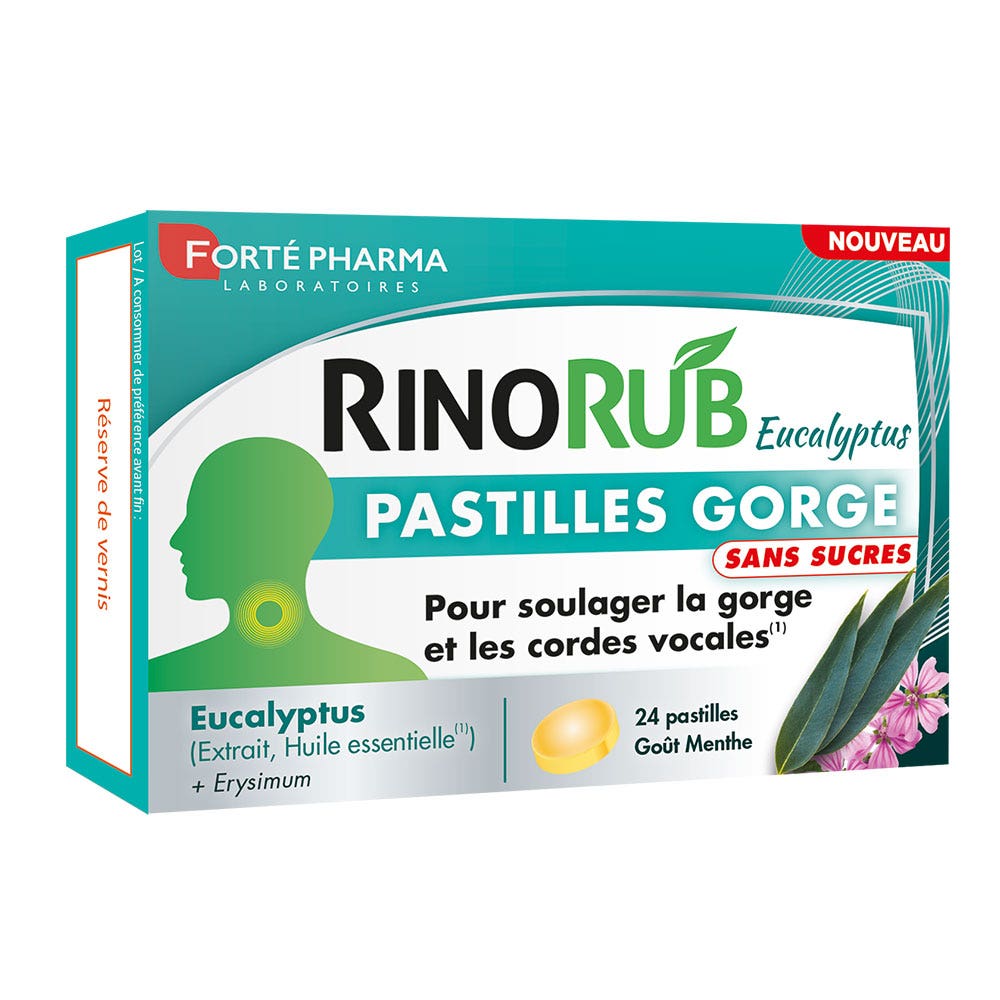 Forté Pharma RinoRub Throat lozenges sugar-free with eucalyptus 20 tablets