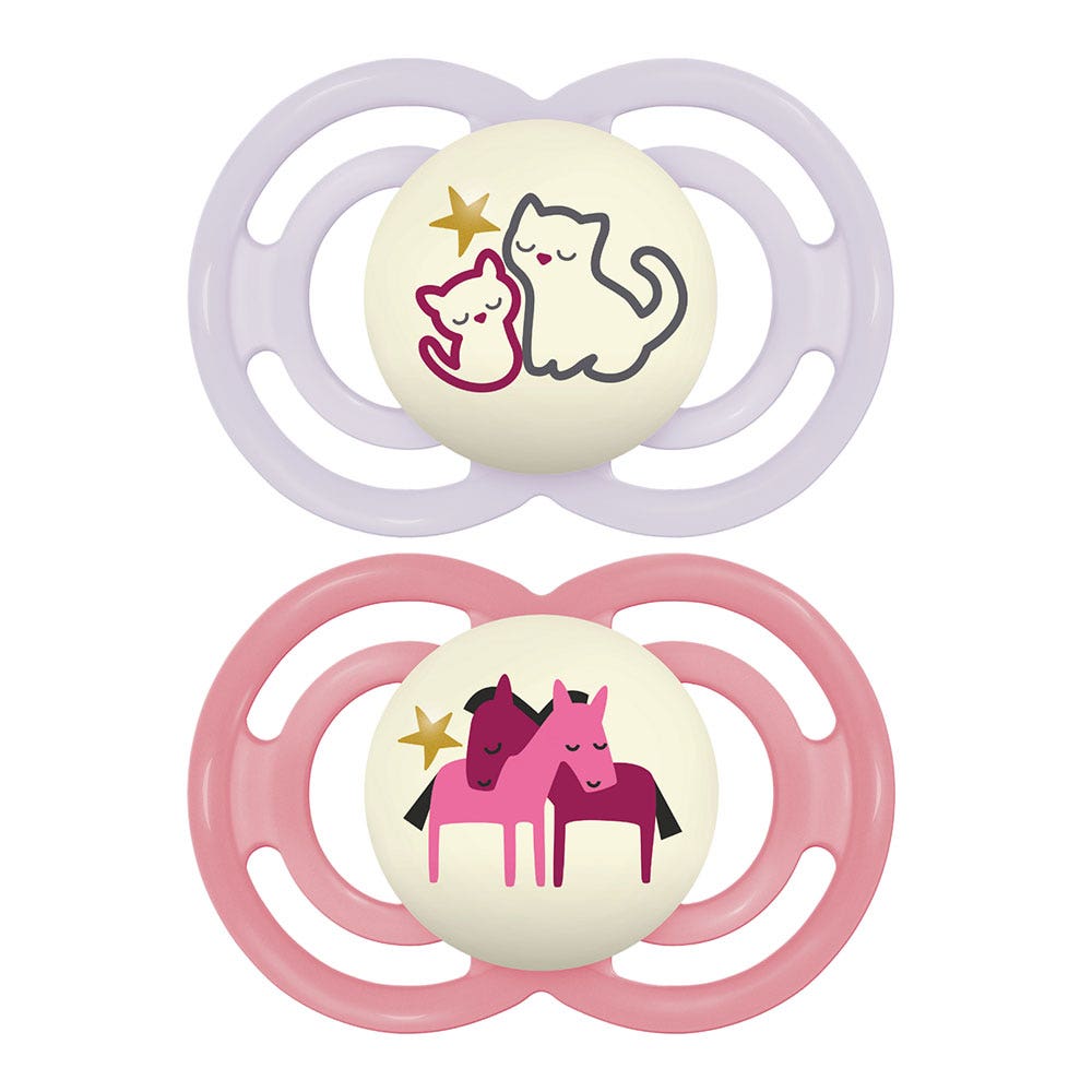 Mam Perfect Night Phosphorescent Symmetrical Pacifier 6 Months and Plus x2