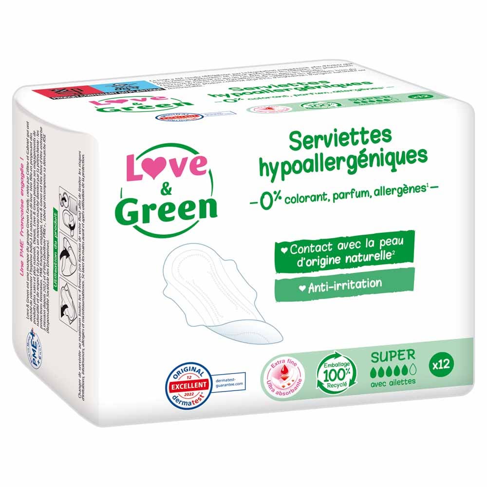 Love&Green Anti-Irritations Super 12 Serviettes 12 Serviettes