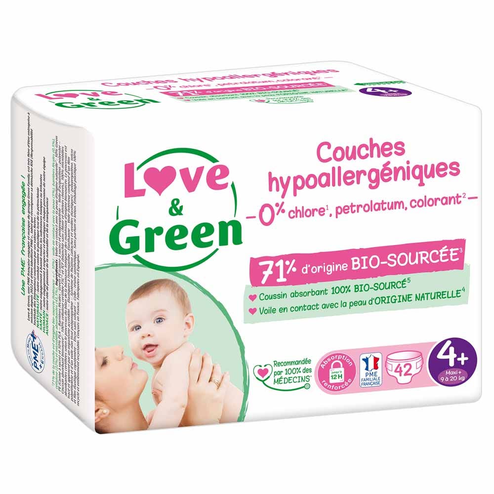Love&Green Hypoallergenic nappies Size 4+ 9 to 20kg x42