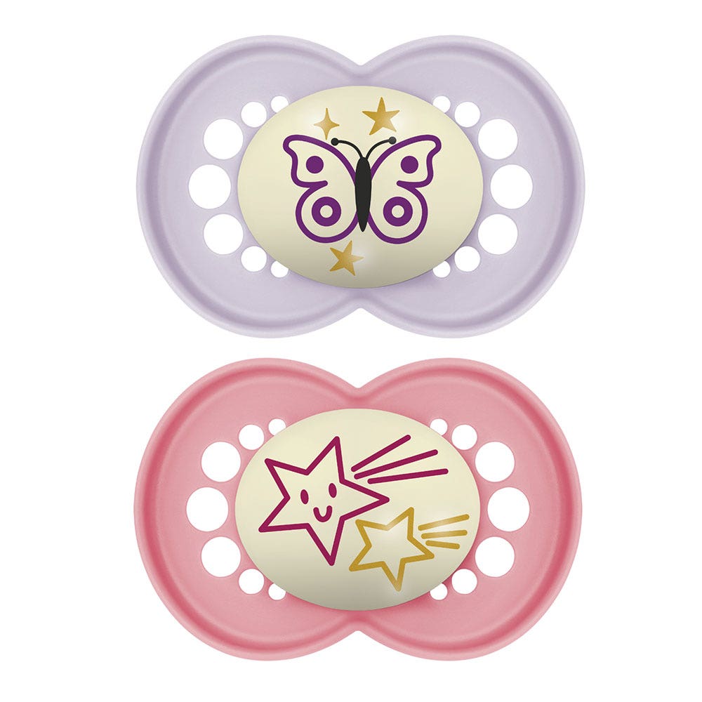 Mam Original Night Sucette Symétrique Phosphorescente 6 Mois et Plus x2
