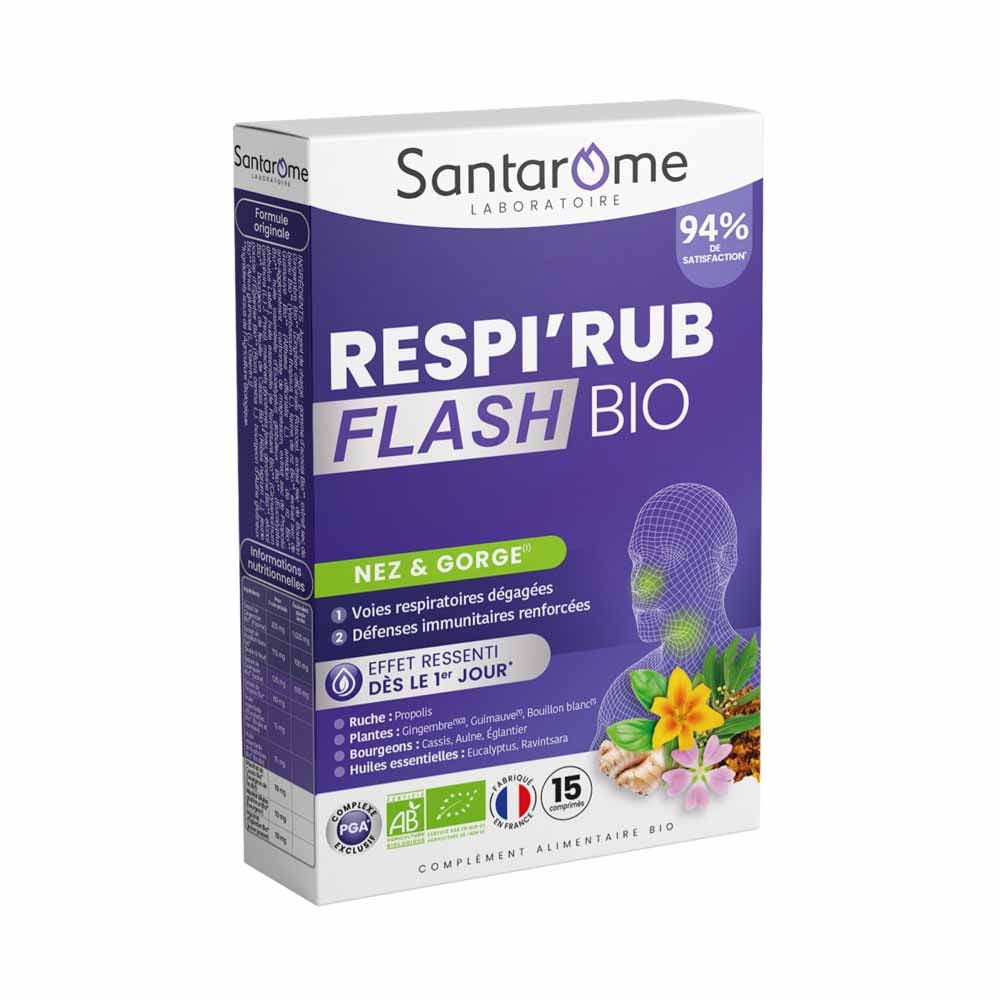 Santarome Respi'rub Flash Bio Nose & Throat 15 tablets