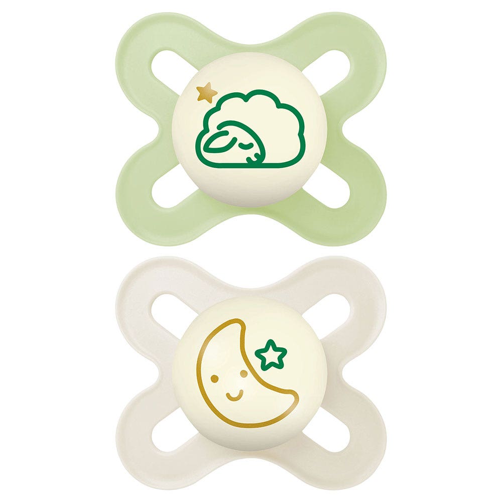 Mam Original Start Anatomical night silicone soothers suitable from birth 2 x