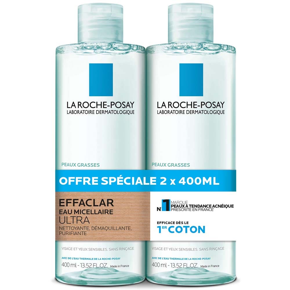 La Roche-Posay Effaclar Ultra-cleansing micellar water oily skin 2 x 400 ml