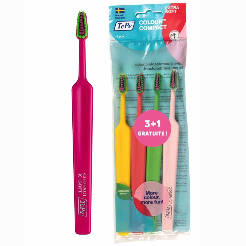 TePe Extra Soft Soft toothbrushes compact design 4 units