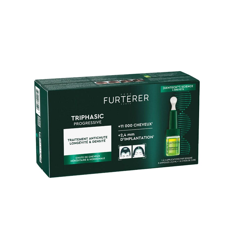 René Furterer Triphasic Progressive anti-hair loss treatment longer, denser hair 8 ampoules