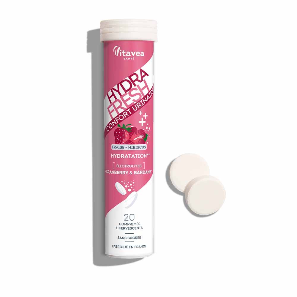 Vitavea Santé Urinary Comfort Hydration strawberry, hibiscus, cranberry and burdock flavoured 20 effervescent tablets