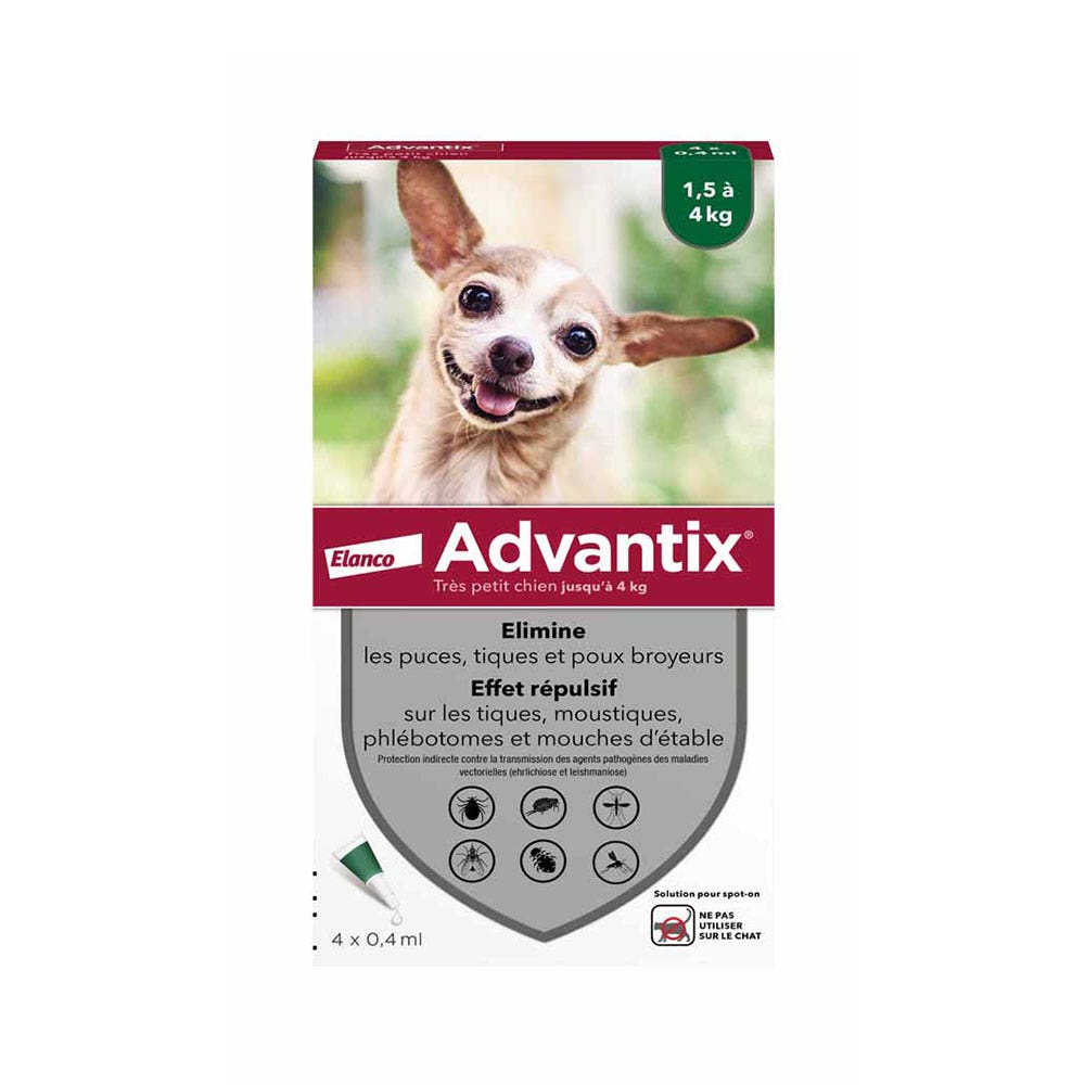 Advantix Pipettes for very small dogs 1.5 to 4 kg 4 x 0.4 ml