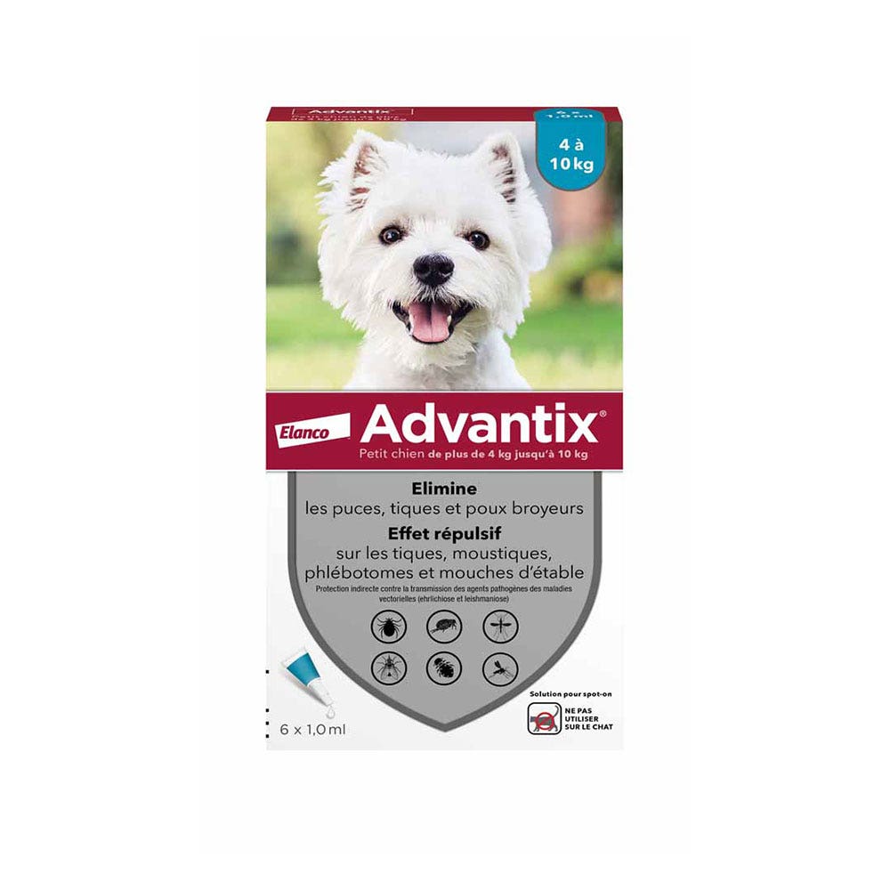 Advantix Pipettes for small dogs for dogs weighing 4–10 kg 6 x 1.0 ml