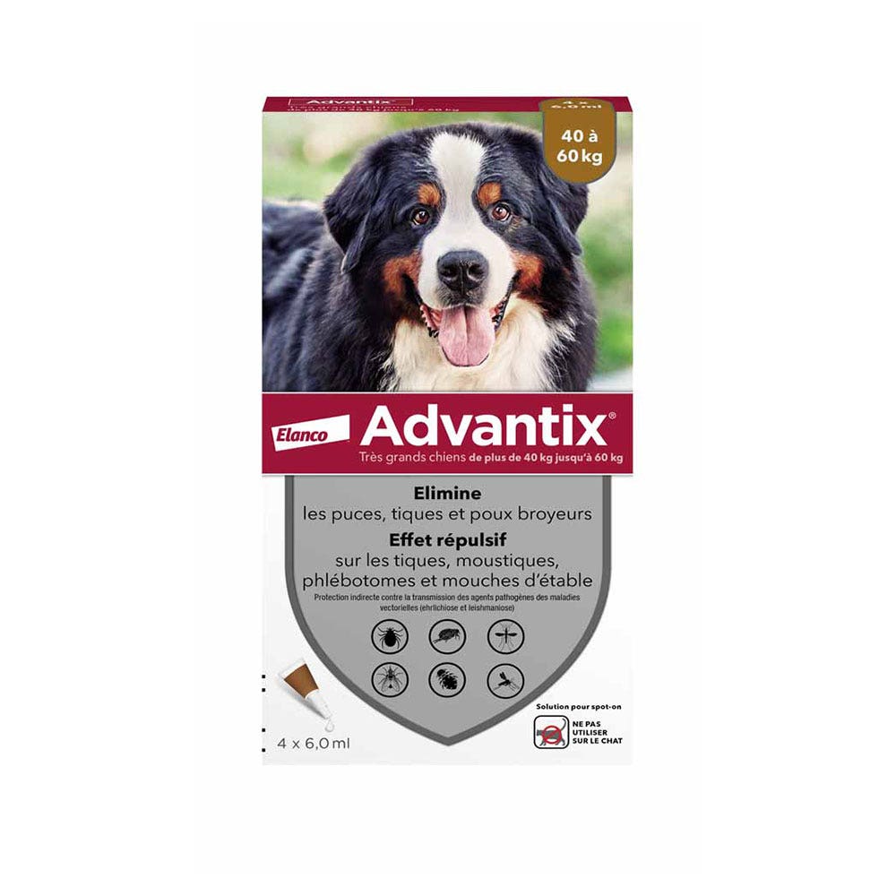 Advantix Pipettes for very large dogs for dogs weighing 40–60 kg 4 x 6.0 ml