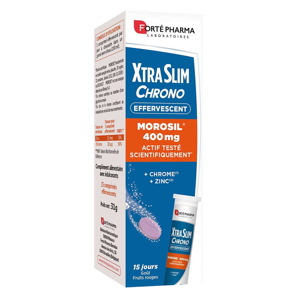 Forté Pharma XtraSlim Chrono Morosil 400 mg effervescent red berries flavour 15 effervescent tablets