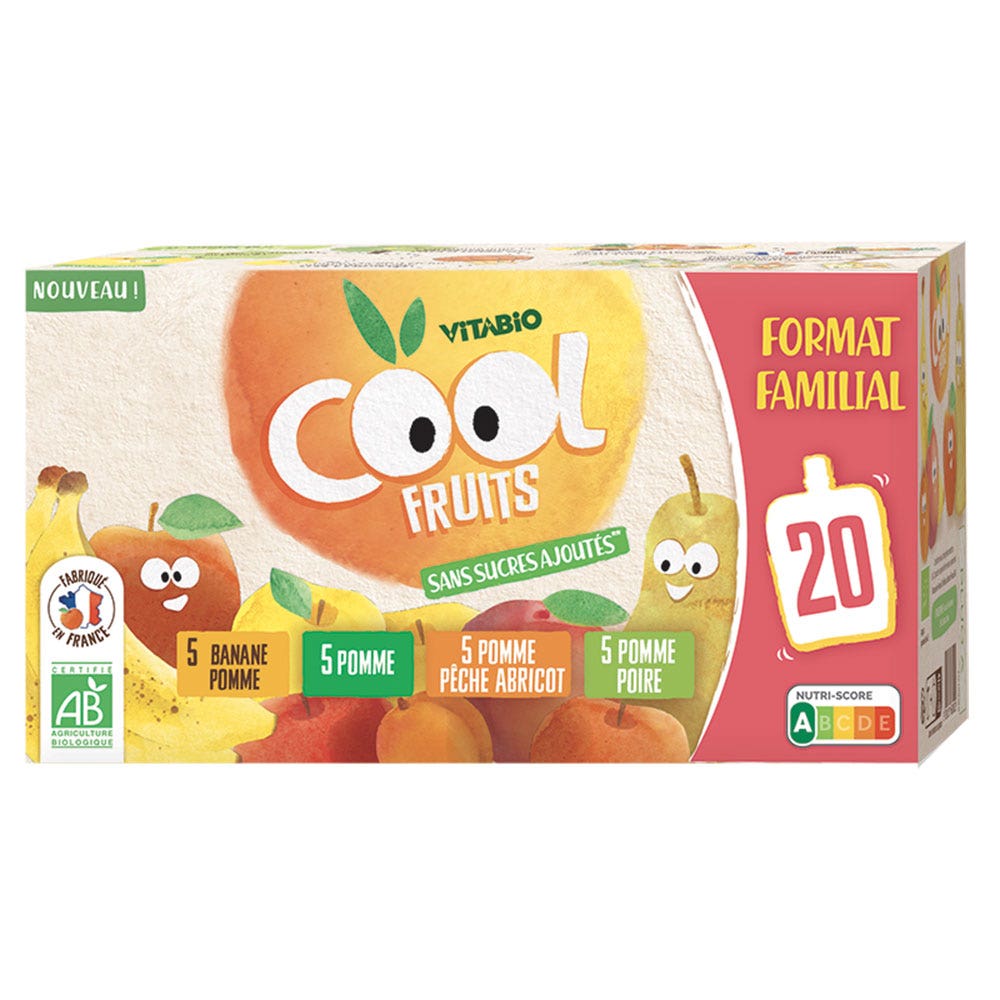 Vitabio Cool Fruits Cool Fruit Children Compotes In Flasks Dès 3 Ans 20x90g