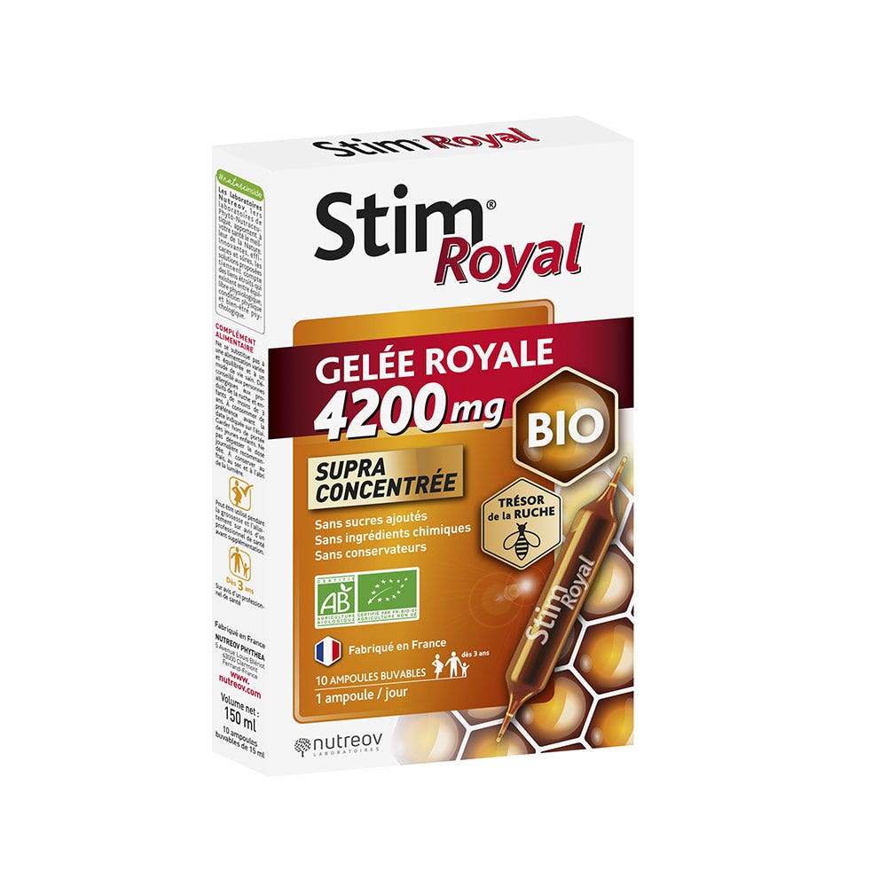 Nutreov Stim Royal Royal Jelly 4200 mg Ultra Concentrated Organic 10 ampoules