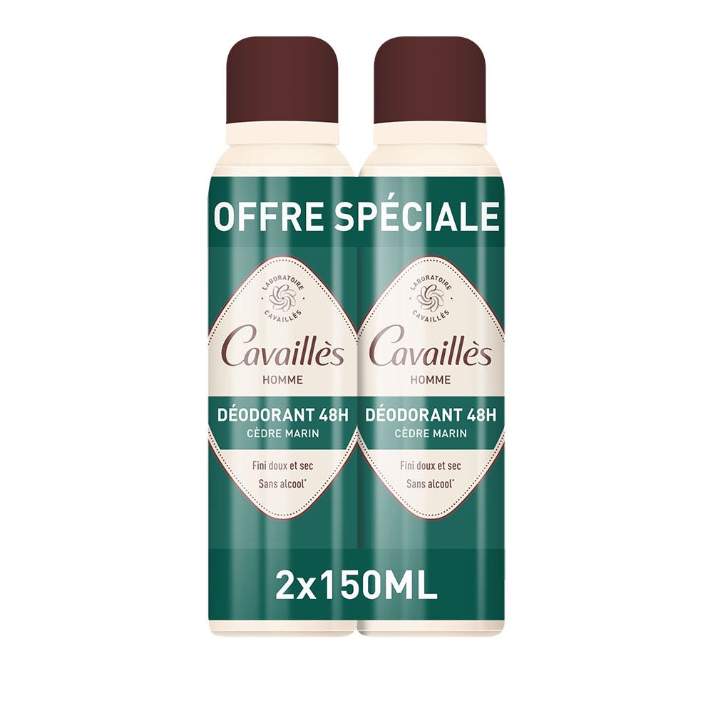 Cavaillès Deodorants Man 48H Freshness Spray 2x150ml