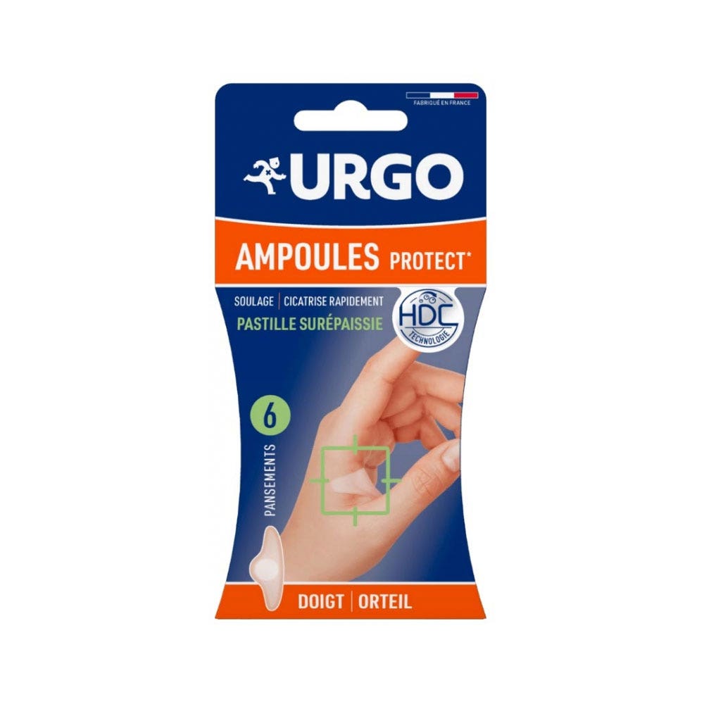 Urgo Protect Toes and Fingers Blister Plasters Small Size 6 plasters, 6.1 x 2.5 cm 6 x