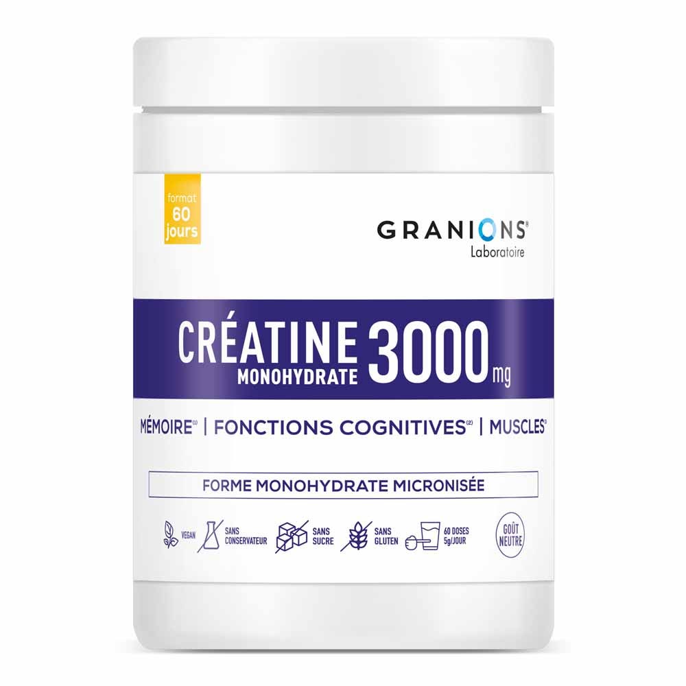 Granions Creatine 3000 monohydrate powder neutral flavour muscle and memory support 300 g