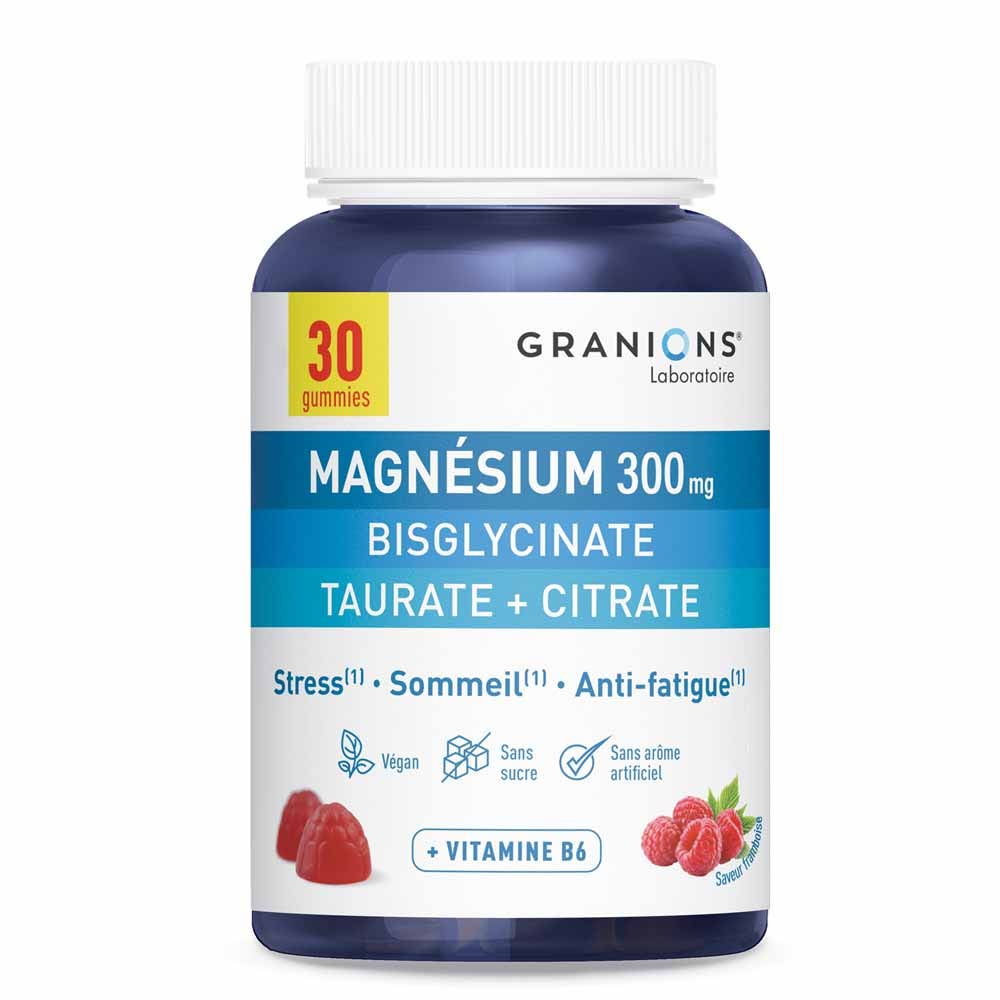 Granions Bisglycinate magnesium 300mg stress raspberry flavour 30 gummies