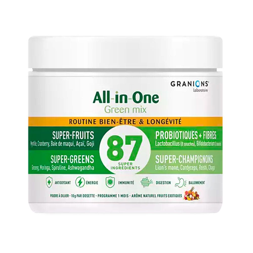 Granions Wellbeing and Longevity raspberry and kiwi flavour 146 g