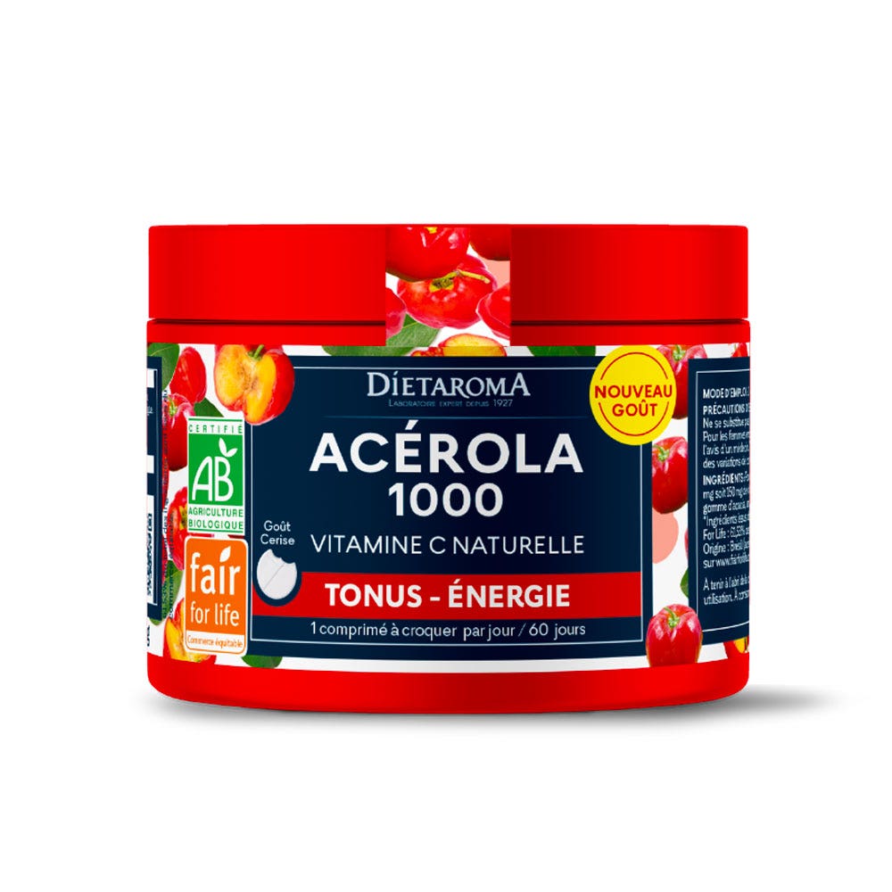 Dietaroma Acerola 1000 organic cherry flavour 60 chewable tablets