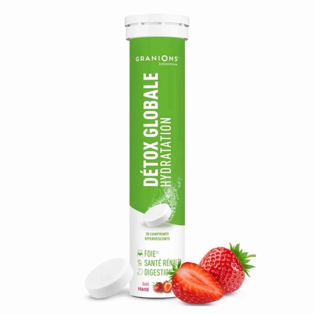 Granions Global Hydrating Detox strawberry flavour 20 effervescent tablets