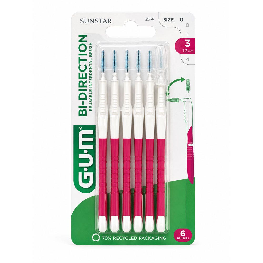 Gum Proxabrush Interdental brushes 1.2mm Bi-direction 2 x 6