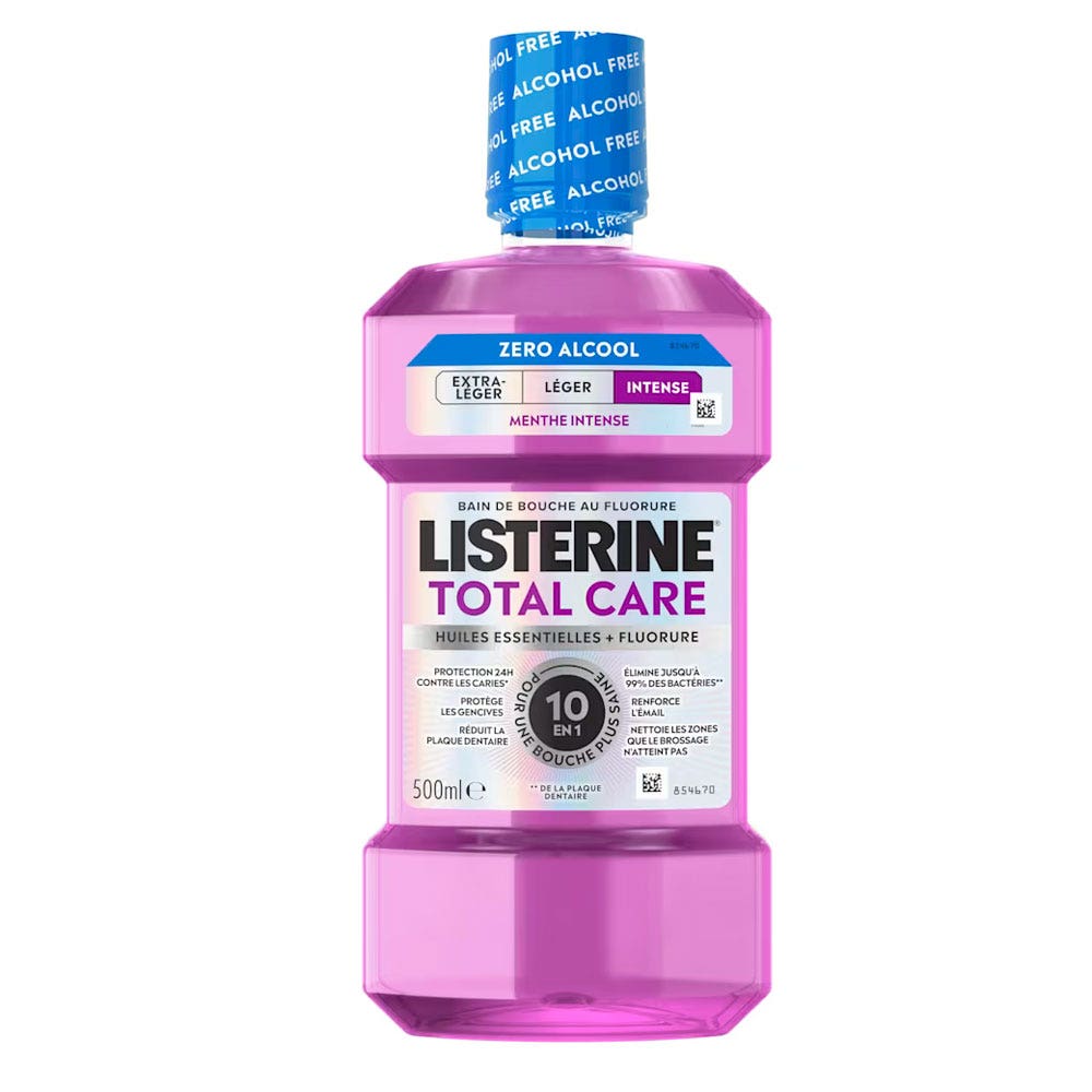 Listerine Total Care fluoride mouthwash intense mint flavour alcohol-free 500 ml