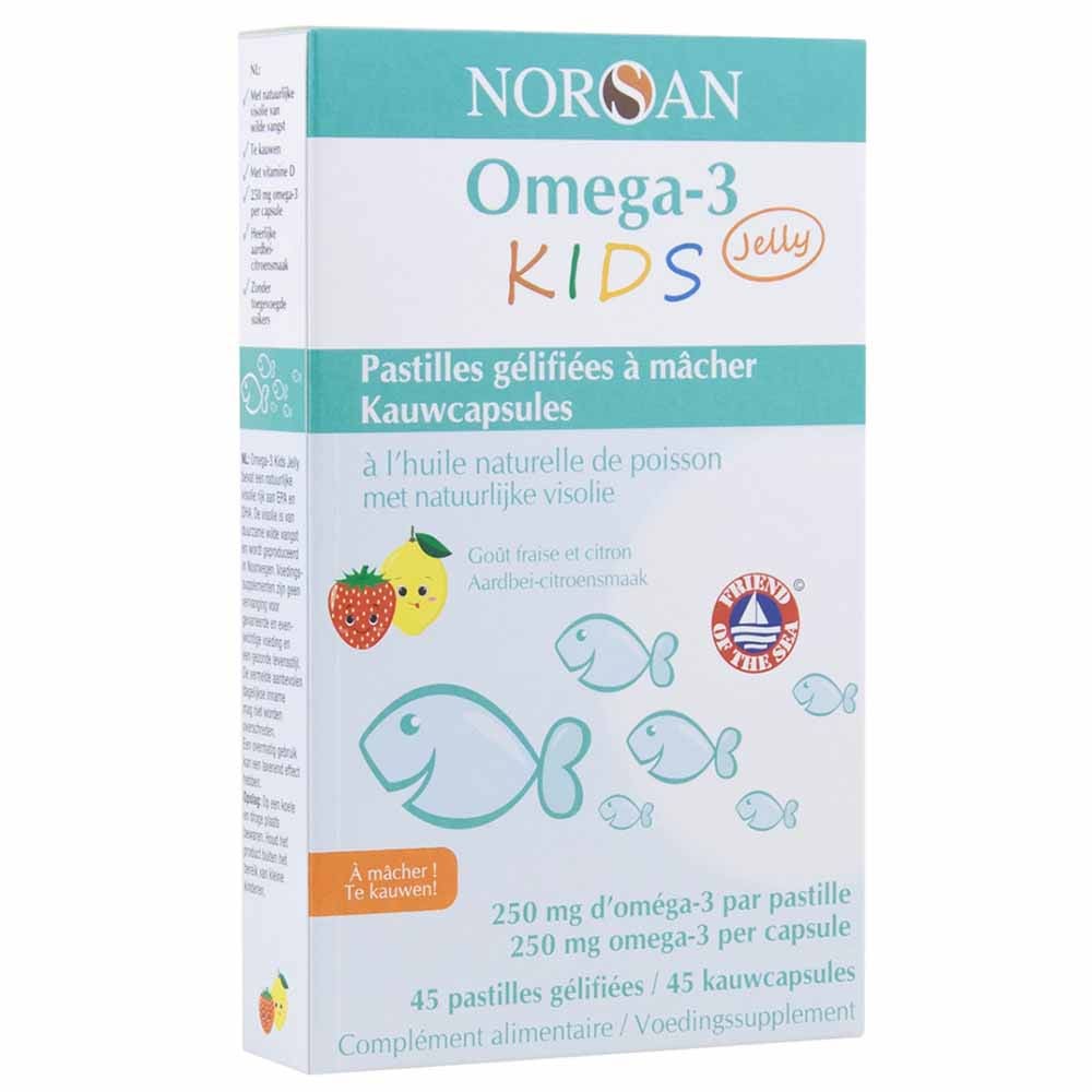 Norsan Strawberry lemon omega 3 kids jelly chewy jellies 45 lozenges