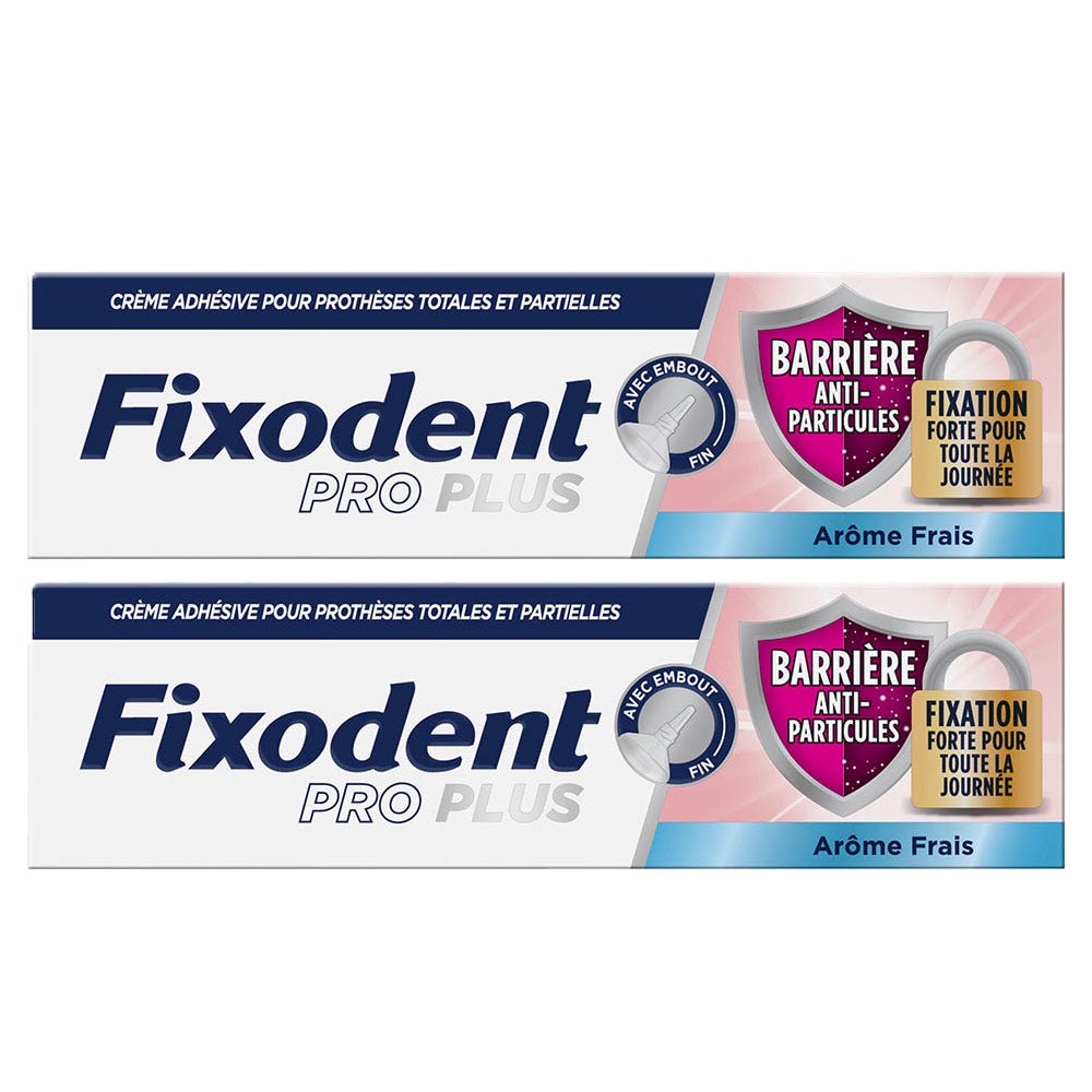 Fixodent Pro plus Adhesive Cream for Full & Partial Dentures Freshness particle barrier 2 x 35 g