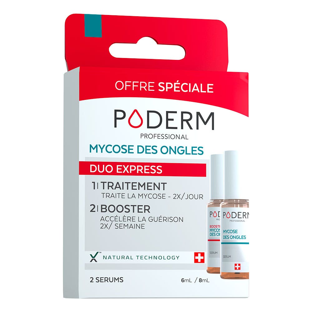 Poderm Nail Fungus Duo Express Traitement 8 ml + Booster 6 ml