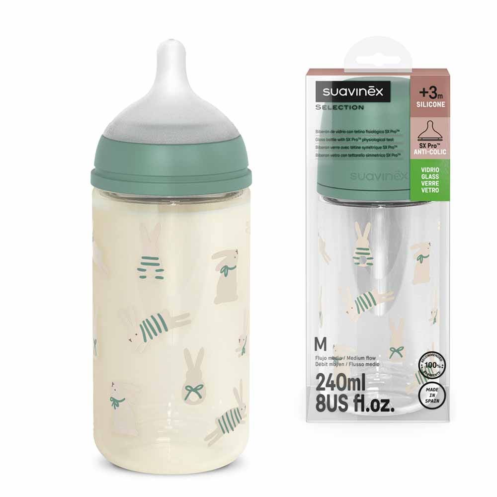 Suavinex SxPro Glass Feeding Bottle 3 Months and Plus 240ml