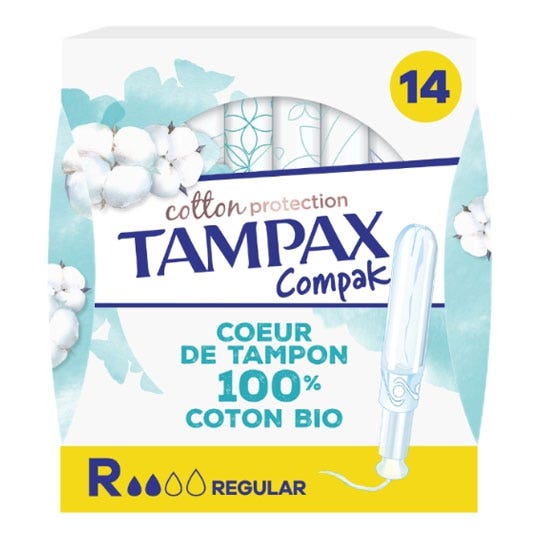 Tampax Compak Cotton Flow Protection Tampons Regulier Bioes cotton x14