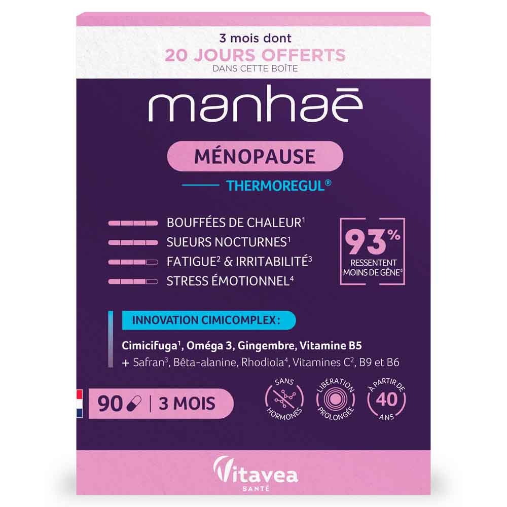 Manhaé Ménopause Thermoregul hot flushes stress & vitality 90 capsules