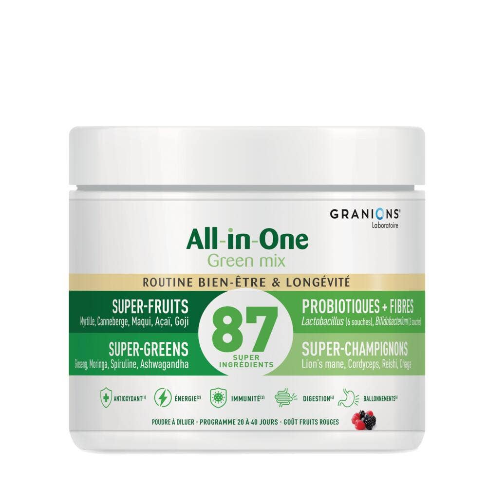 Granions All-in-One Wellbeing and Longevity raspberry and kiwi flavour 146 g