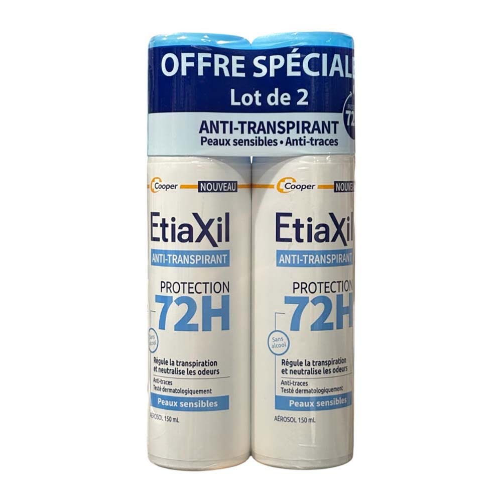 Etiaxil Antiperspirant 72-hour protection aerosol deodorant sensitive skin 2 x 150 ml