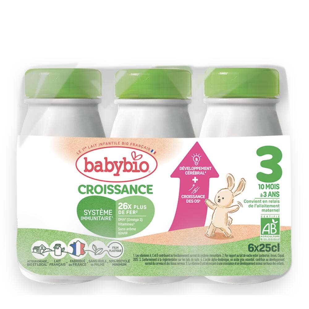 Babybio Lait Croissance Bio From 10 Months+ 6x25cl