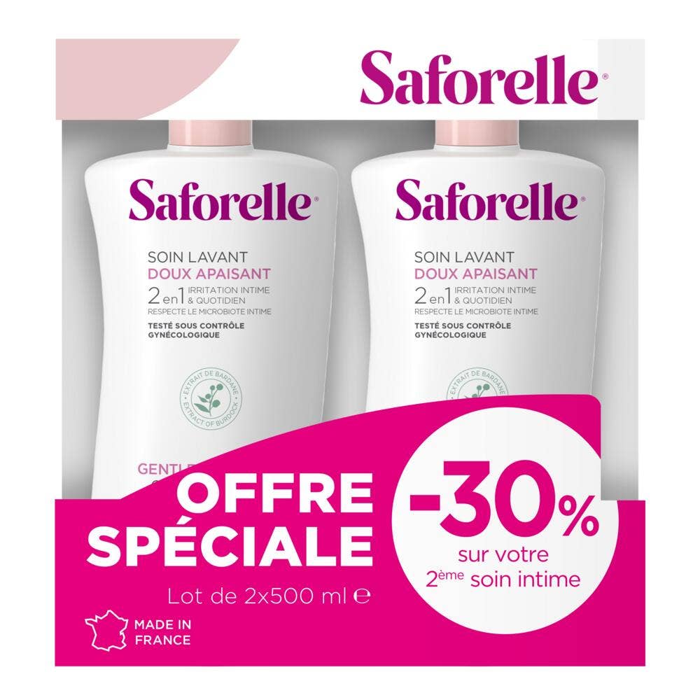 Saforelle Soap Free Intimate Cleanser With Burdock 2x500ml