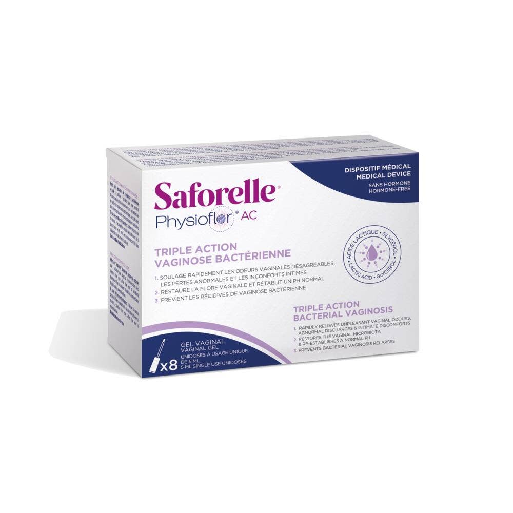 Saforelle Physioflor AC 8 Unidoses Vaginal Gel Bacterial vaginosis 40ml
